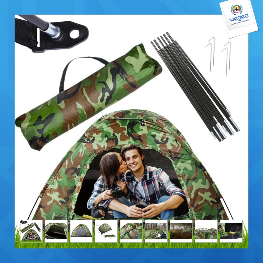 Tente de camping personnalisable touristique moustiquaire camouflage
