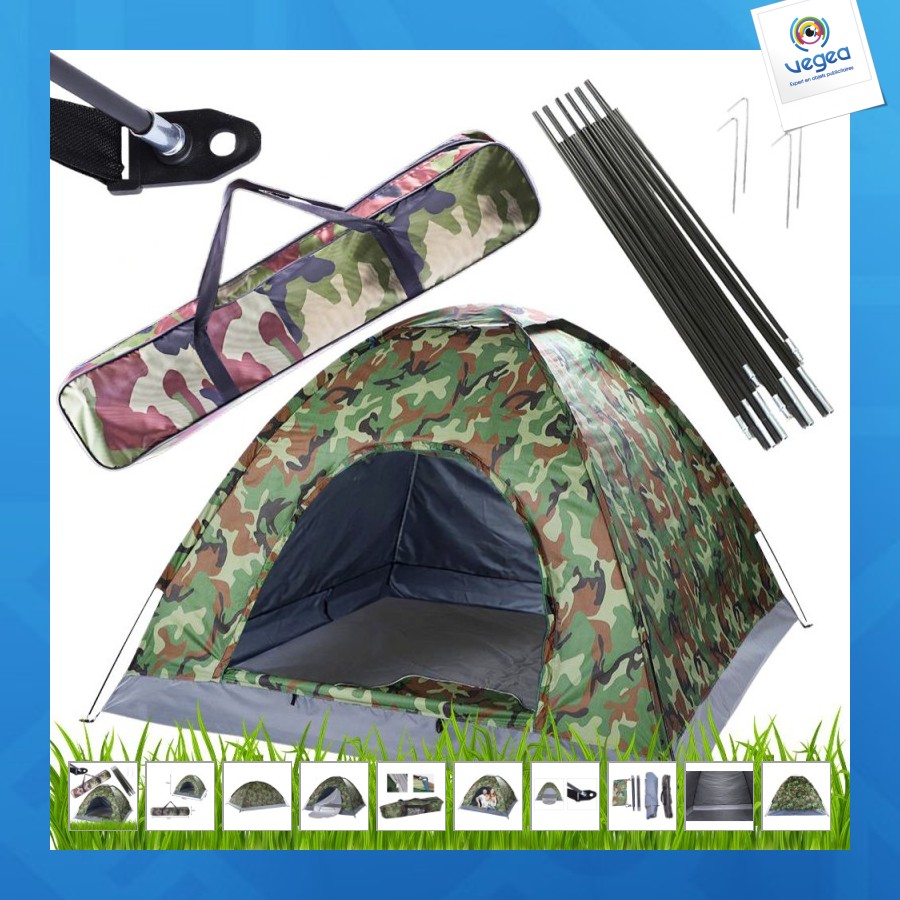 Tente de camping personnalisée camo xxl pour 2-3 personnes