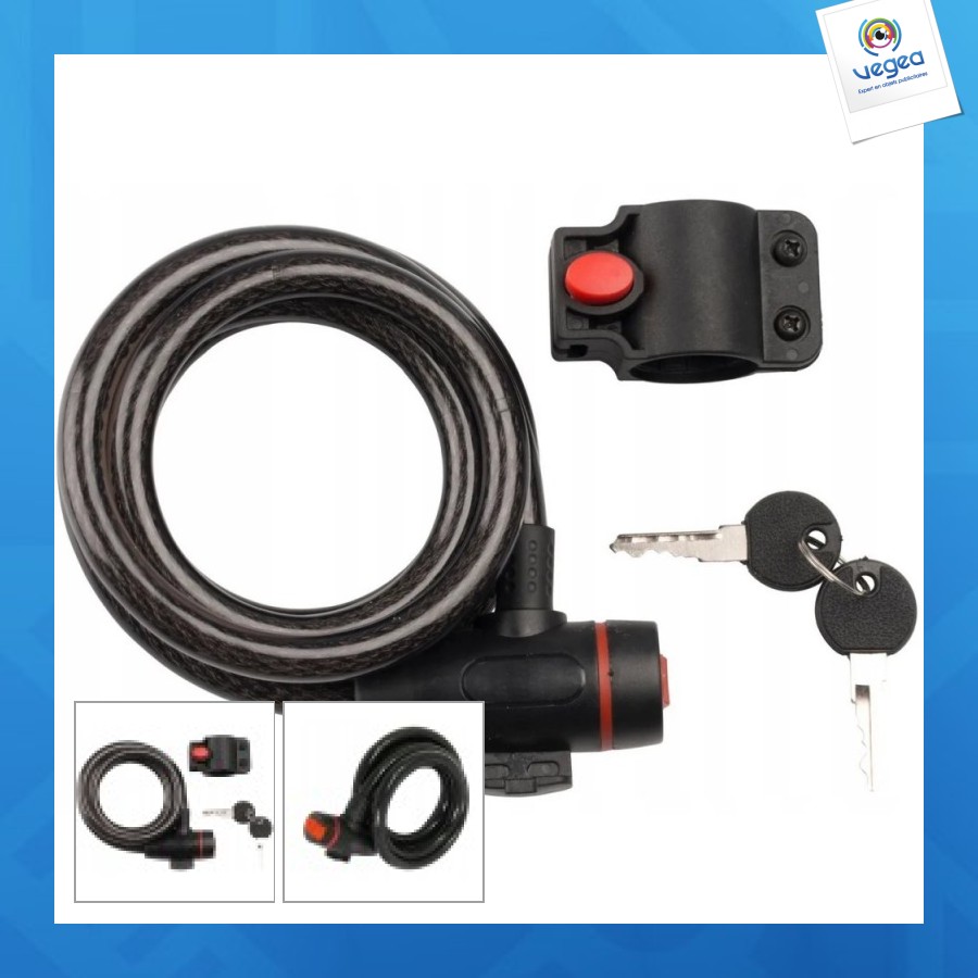 Serrure de moteur antivol personnalisé vélo clé 100cmx12mm