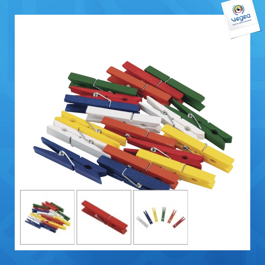 Bois pince à linge, fsc 100%, coloré, 18 pièces