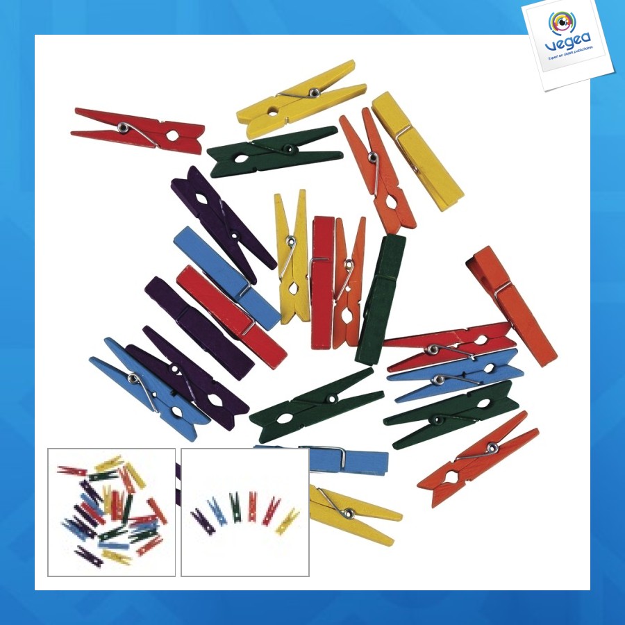 Bois pince à linge, fsc 100%, coloré, 24 pièces