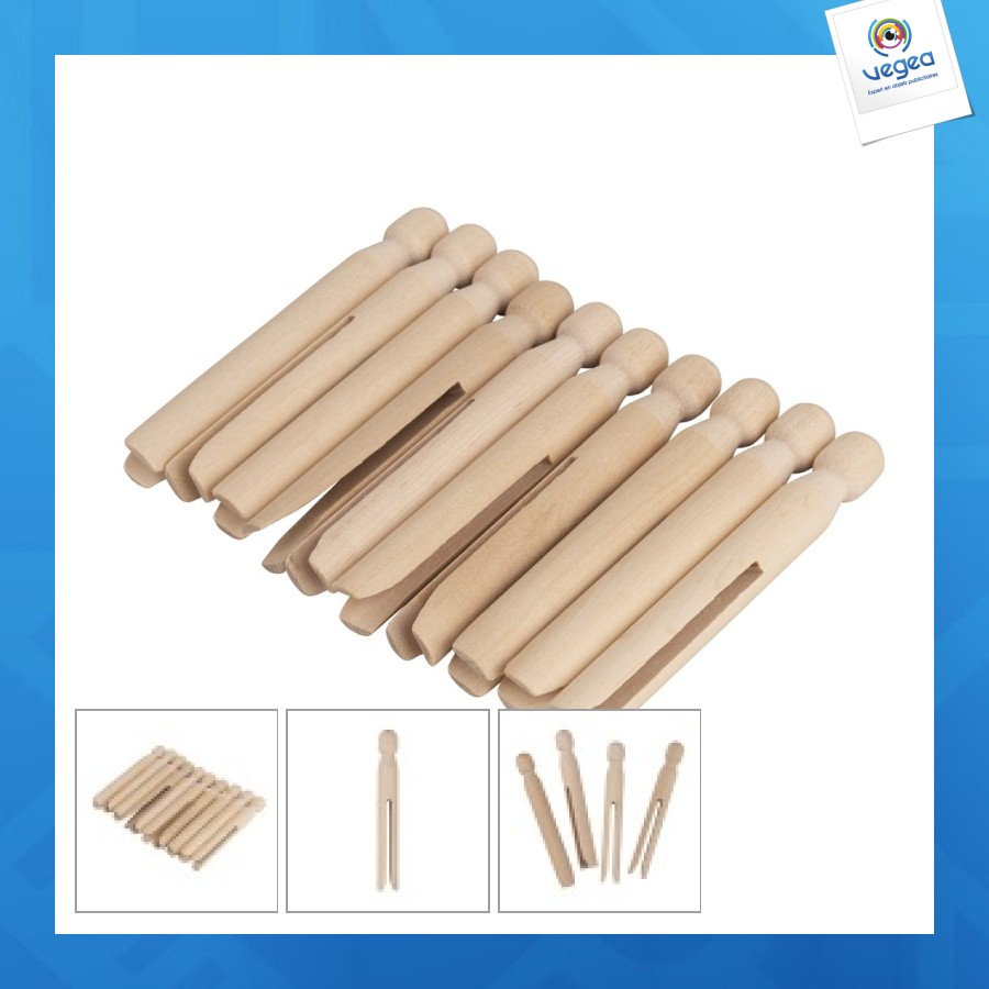 Tête ronde pince à linge, fsc 100%, naturel, 10 pièces