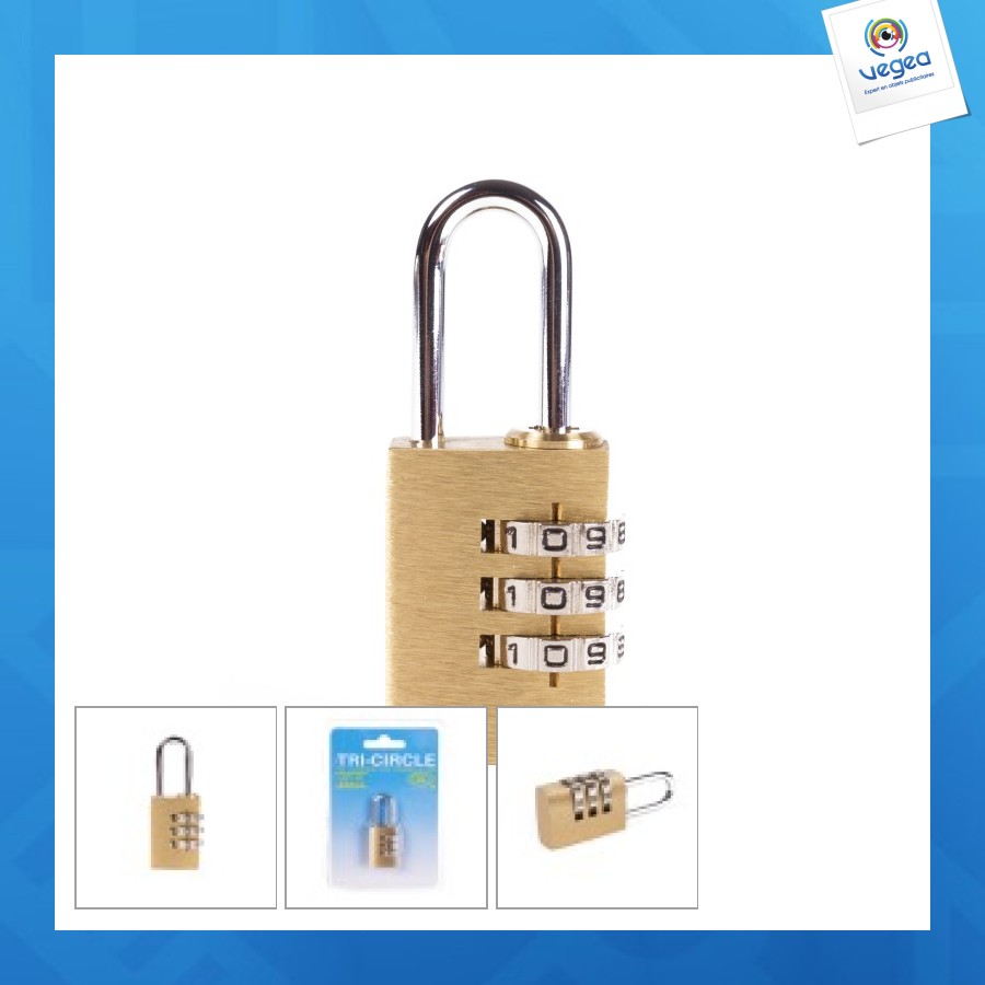 Tri-circle cadenas promotionnel serrure à combinaison 25mm