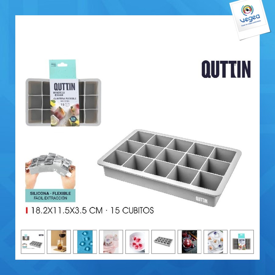 Bac à glaçons personnalisé flexible en silicone 15 cubito quttin
