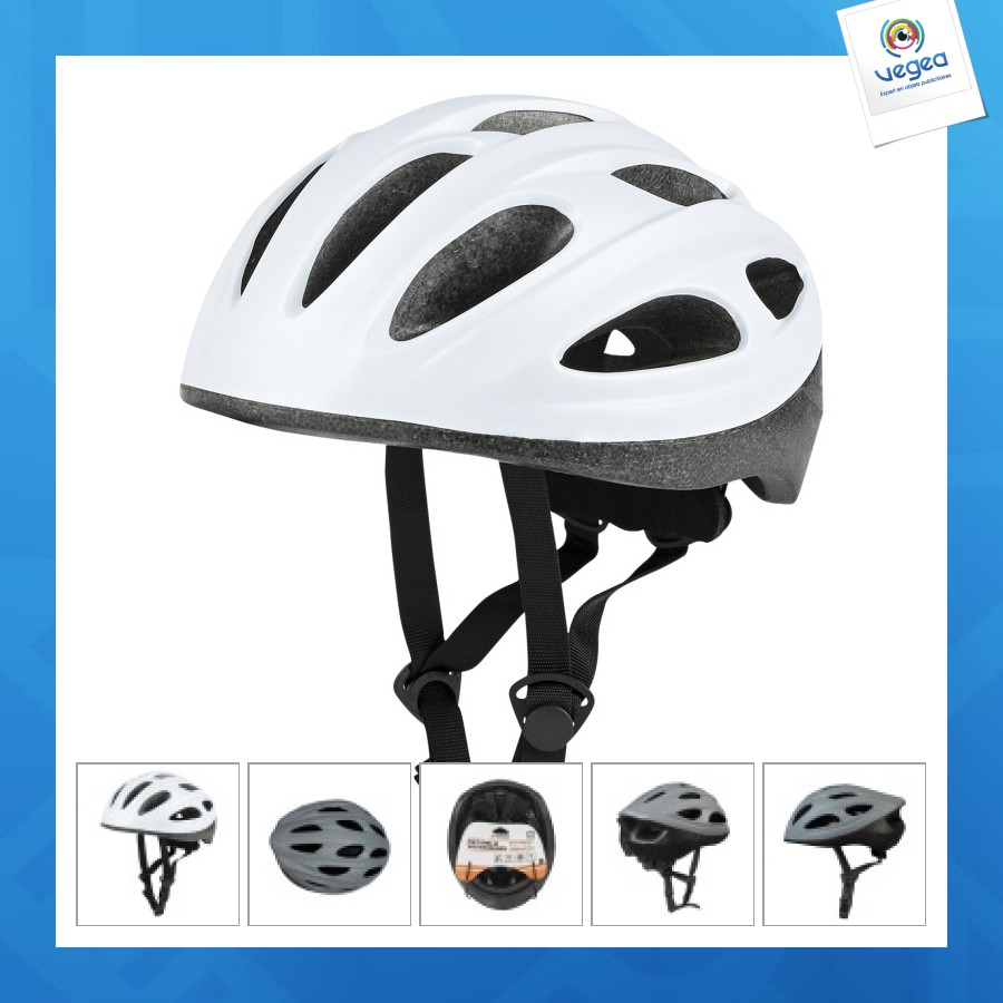 Casque de vélo publicitaire adulte taille m 54-58cm blanc cassé