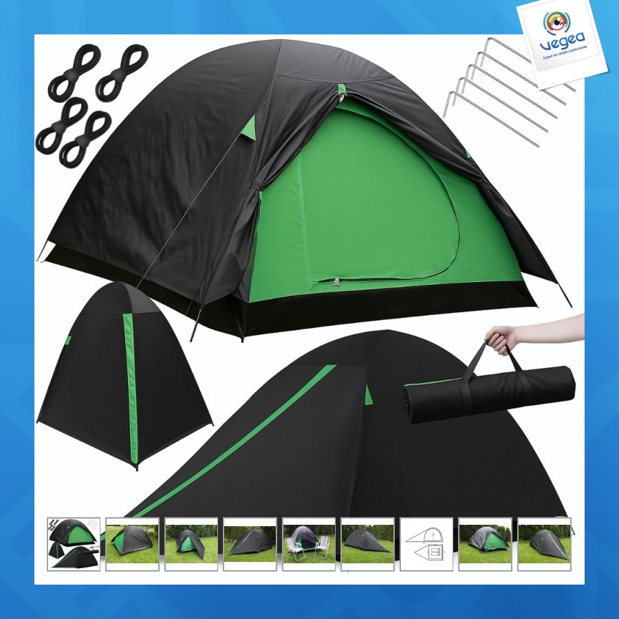 Tente de camping personnalisée pour 2 personnes étanchéité moustiquaire