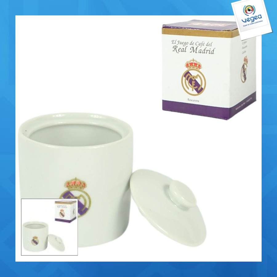 Sucrier personnalisé avec logo real madrid, porcelaine, 7cm