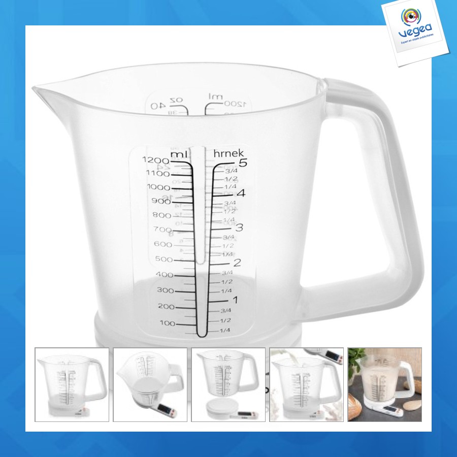 Balance de cuisine publicitaire avec verre doseur 5kg, 1,2l