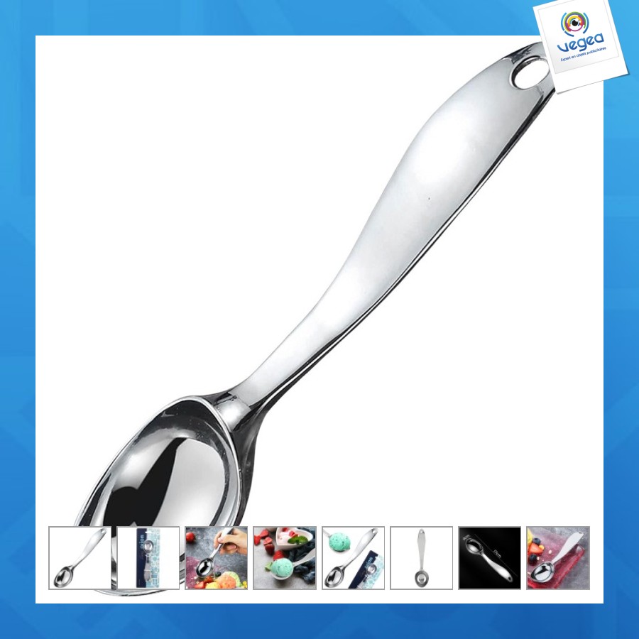 Cuillère à glace publicitaire en métal luxy 17cm