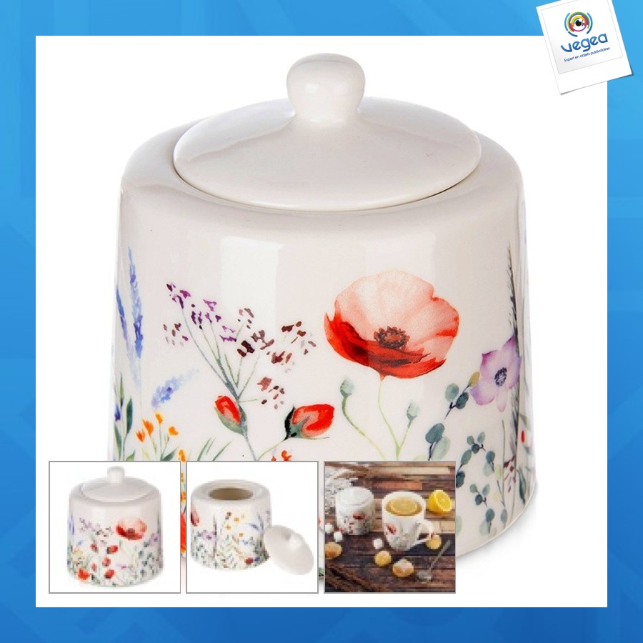 Sucrier personnalisé maki en porcelaine blanche 320ml