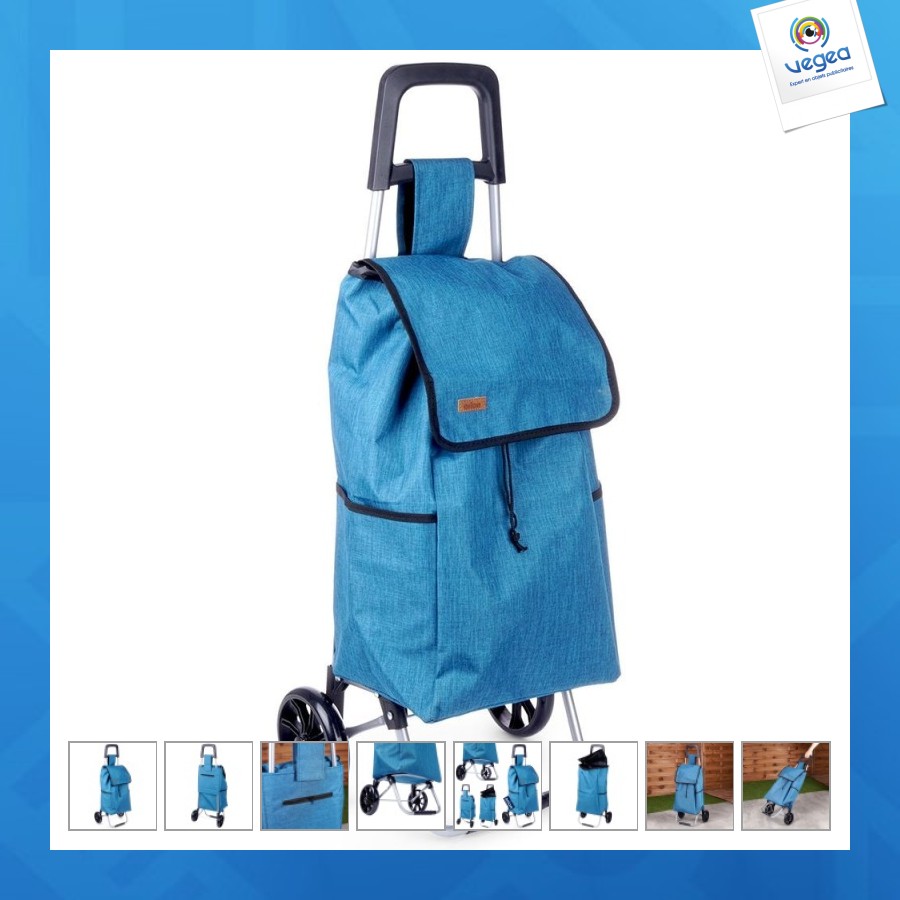 Chariot de courses personnalisé avec sac, bleu, 40 l