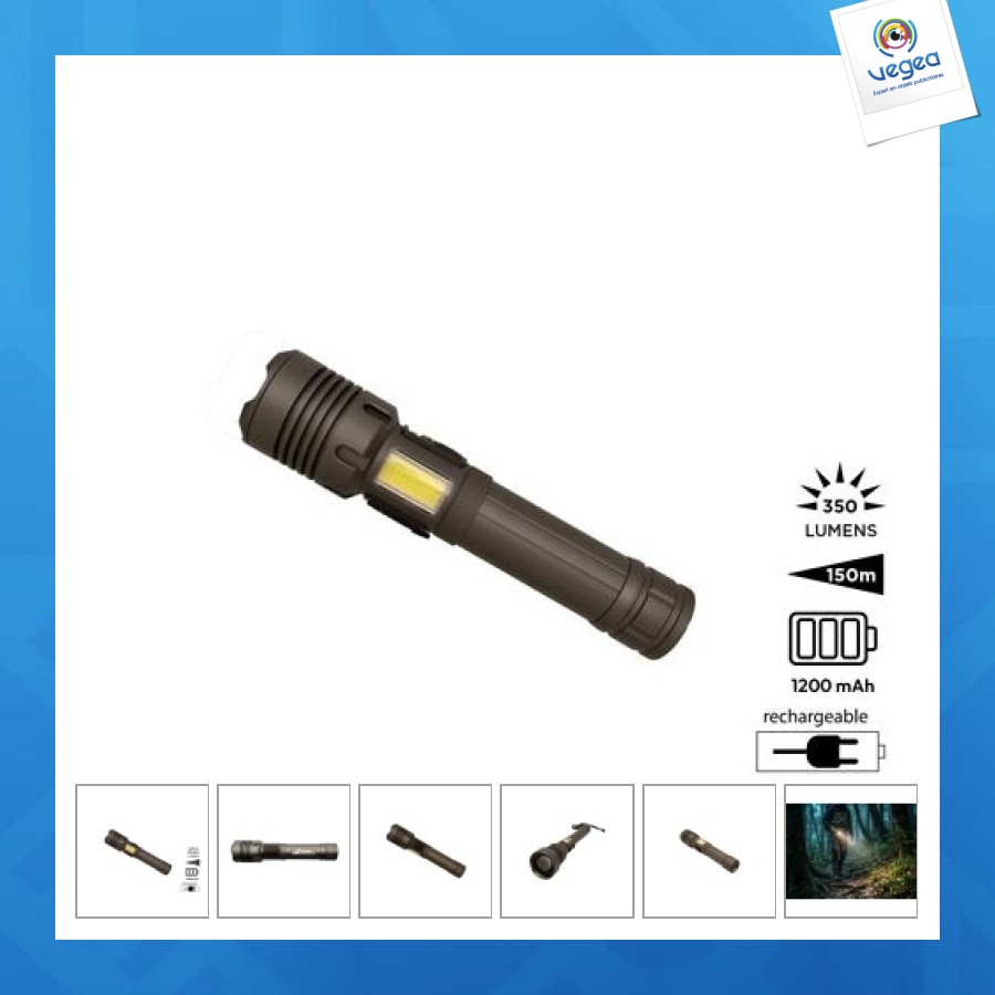 Lampe-torche publicitaire rechargeable 2 en 1 'rigel' m