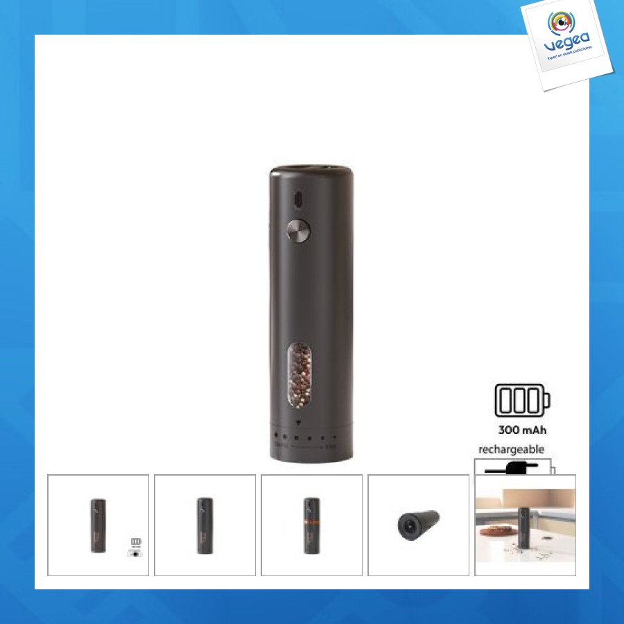 Moulin à poivre personnalisable électrique rechargeable 'belem'