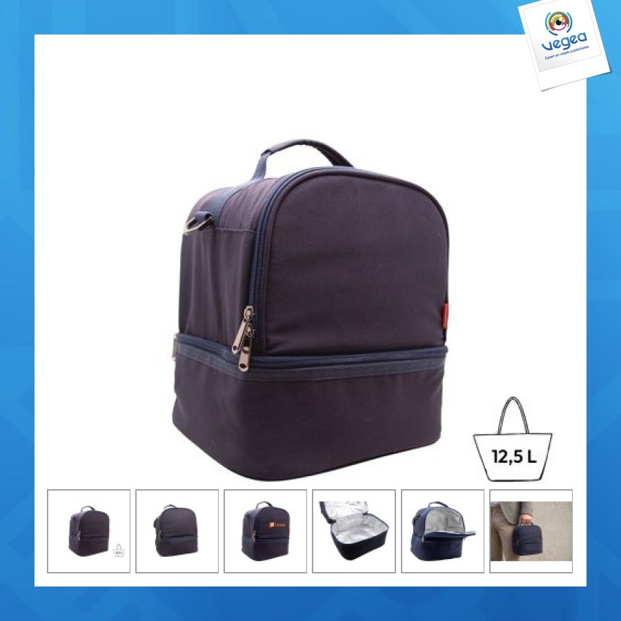 Sac à bento isotherme 'uji', polycoton bleu nuit