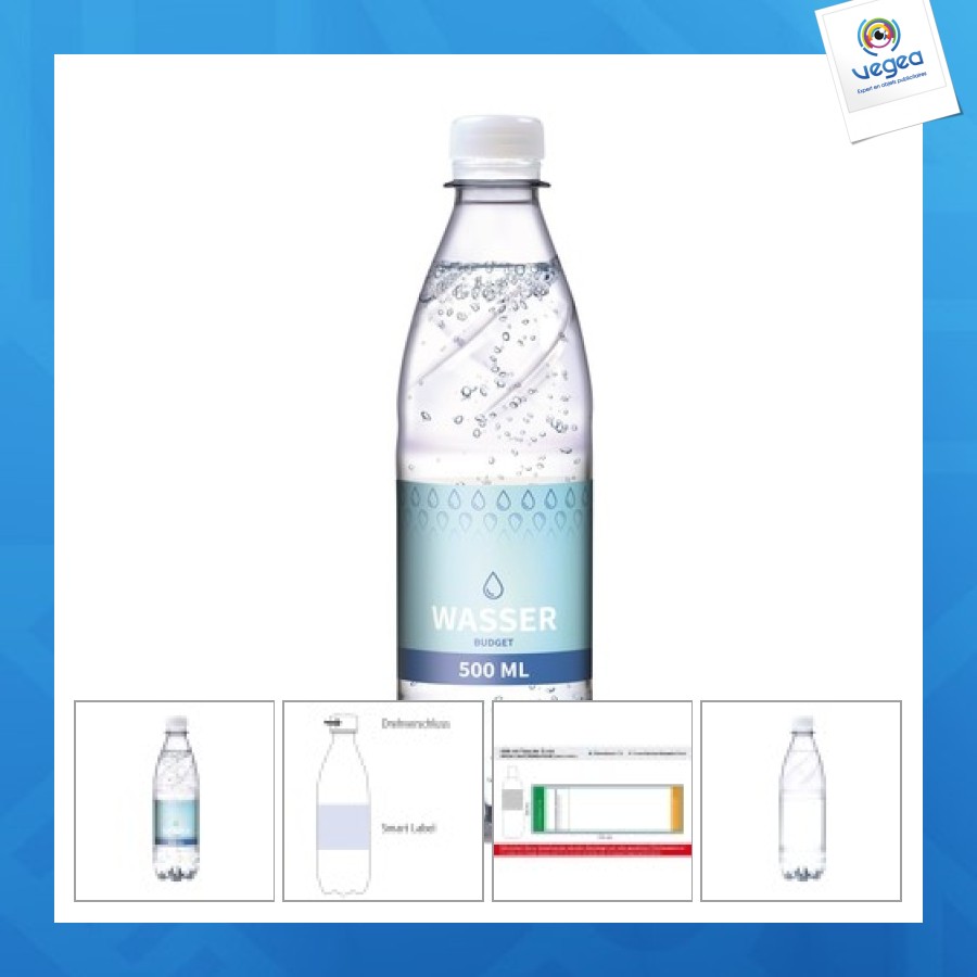 L`eau en bouteille, 500ml, gazeuse bouteille ?budget?, eco label ger