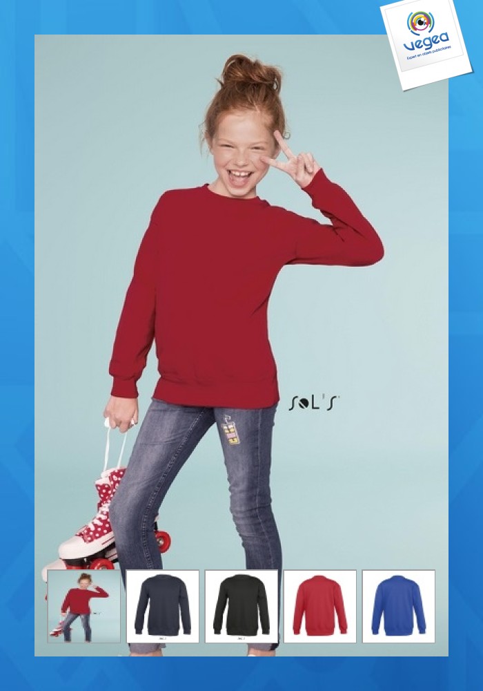 Sweat-shirt enfant personnalisable col rond 280g/m²