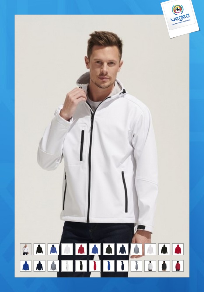 Veste softshell publicitaire à capuche replay
