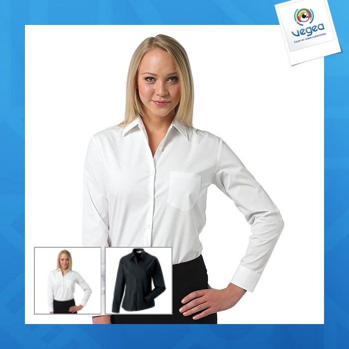 Chemise en popeline pur coton femme manches longues russell collection