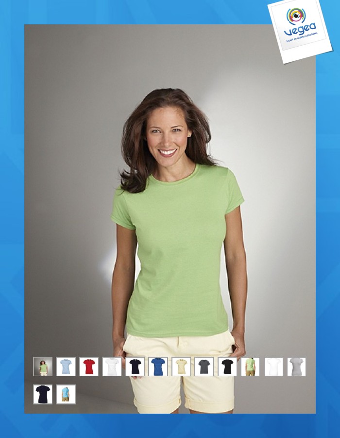 T-shirt publicitaire femme blanc gildan