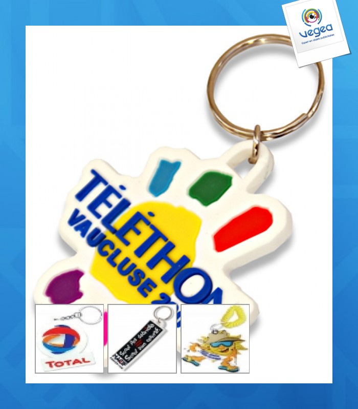 Porte-clés publicitaire en pvc souple en relief - toucher gomme