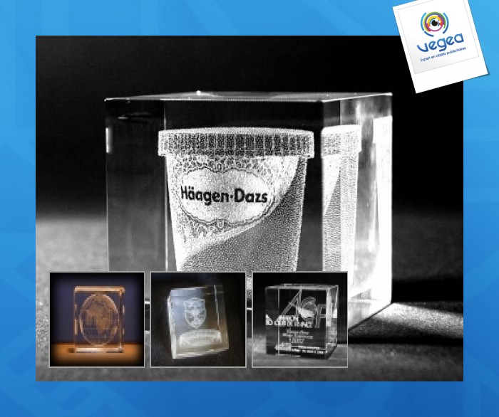 Presse-papier en verre personnalisable rectangle avec gravure laser 3d