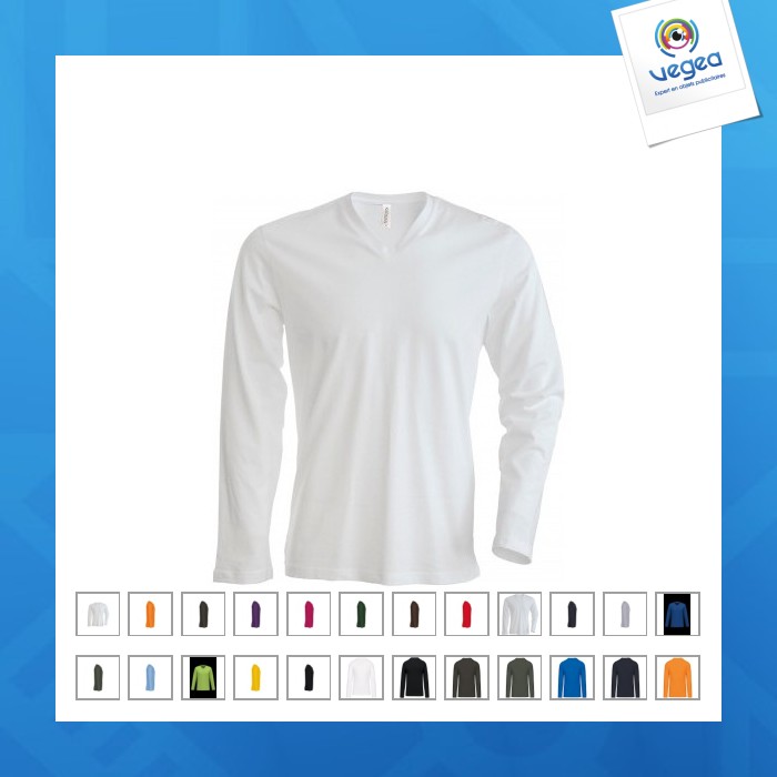 Tee-shirt homme manches longues encolure v kariban