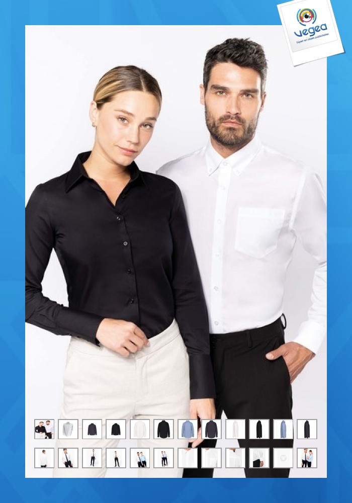 Chemise manches longues publicitaire sans repassage