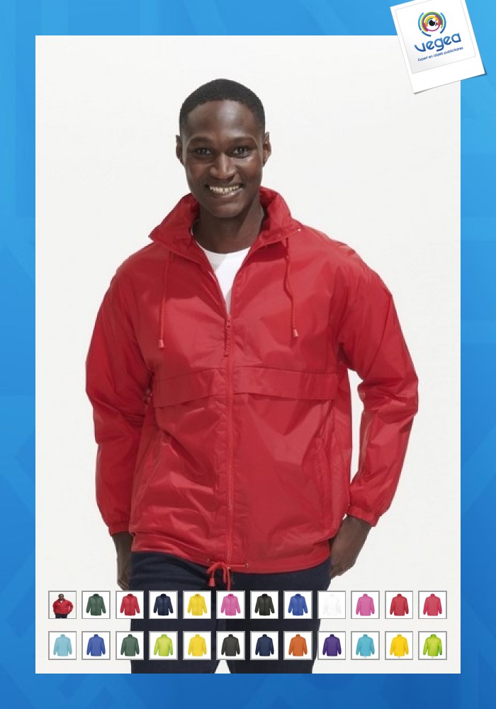 Coupe-vent publicitaire non doublé nylon 210t déperlant