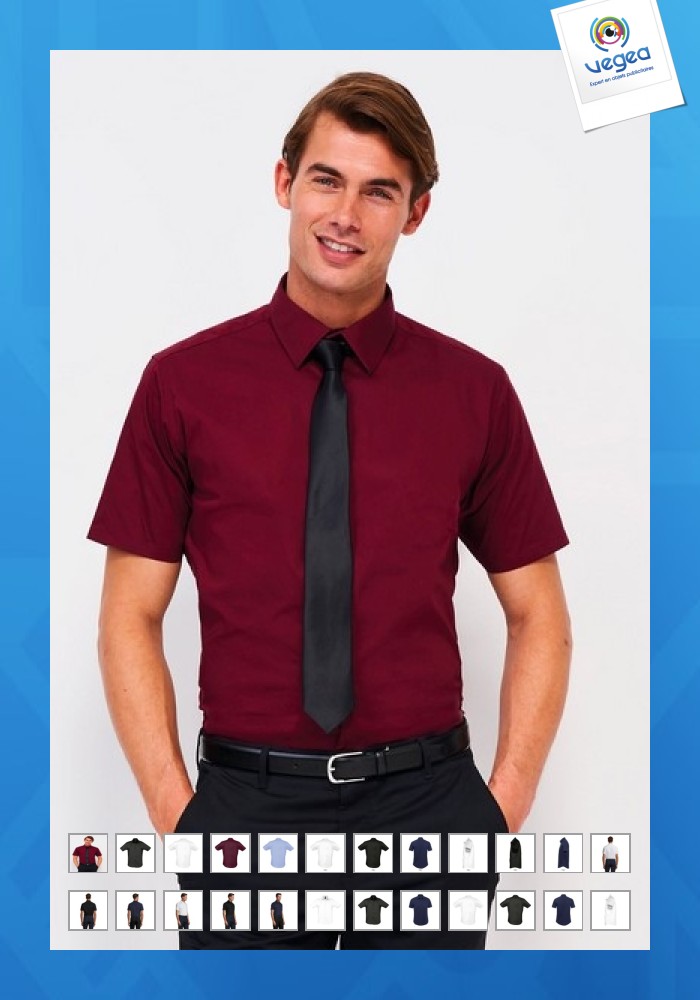 Chemise avec logo stretch manches courtes