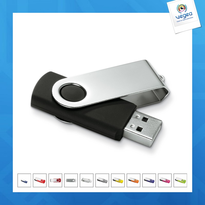 Clé usb pivotante publicitaire - 8go - taxe sorecop (1 euro) comprise