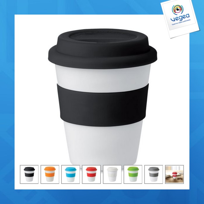 Gobelet personnalisable pp, couvercle silicone 350ml