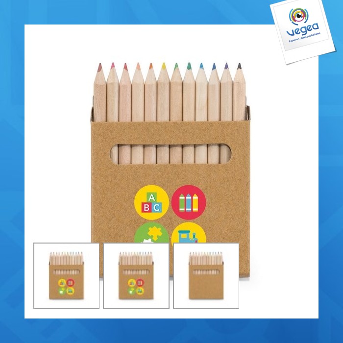 Boîte avec 12 crayons de couleur publicitaires