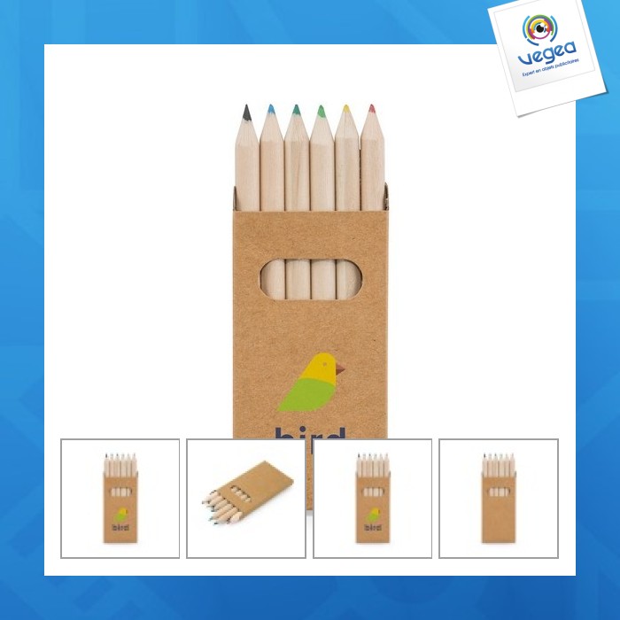 Boîte avec 6 crayons de couleur publicitaires