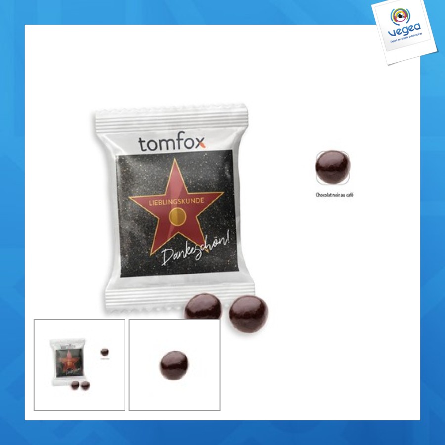 Grains de café enrobés de chocolat en sachet promo