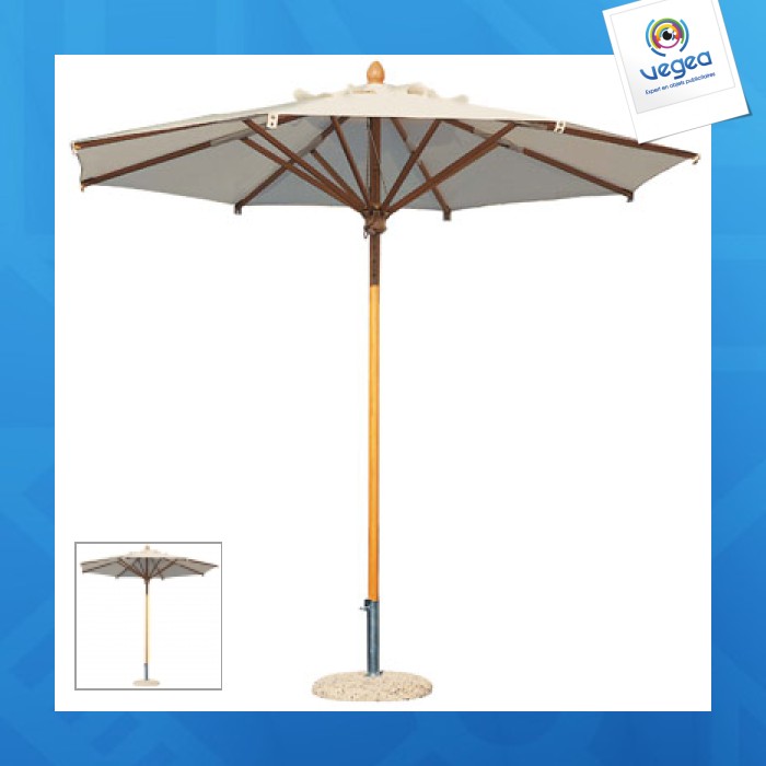 Parasol publicitaire bois palladio rond 2,50m