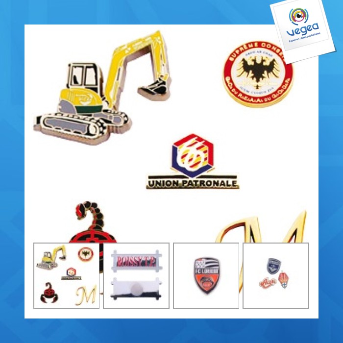 Pin's publicitaire base fer estampe - email pose - 0-19mm