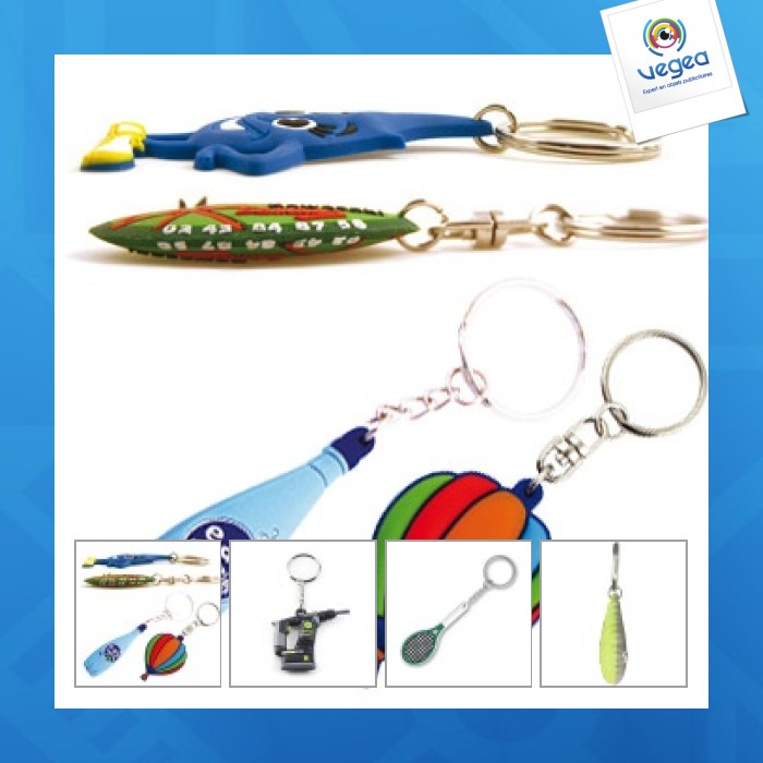 Porte-clés pvc avec logo souple 3d 2 faces, 40x20mm