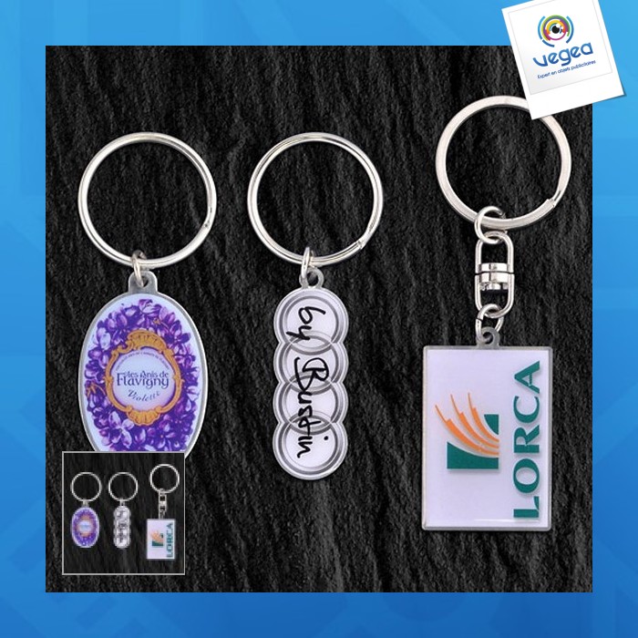 Porte-clés métal personnalisable inox, quadri eco, 50 mm