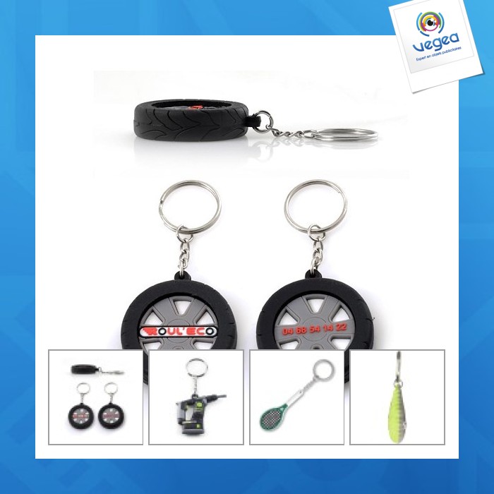 Porte-clés pvc promotionnel souple 3d 2 faces, 60x40mm