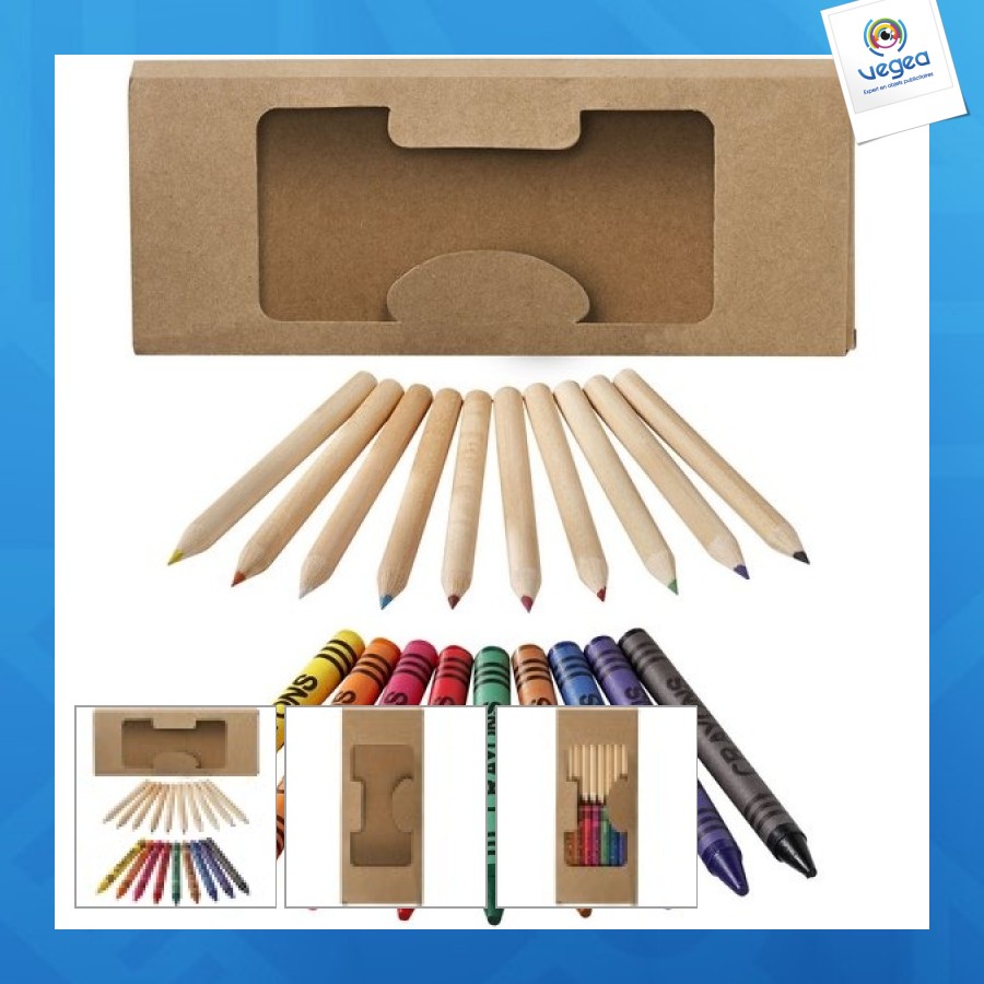 Kit de crayons et crayons gras colorés 19 pièces lucky