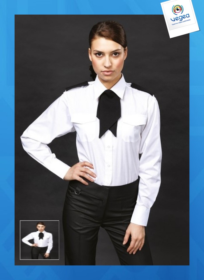 Chemise pilote publicitaire femme manches longues