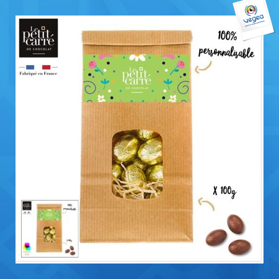 100 gr. de bolsita de huevos de chocolate de promoción con leche huevo de chocolate