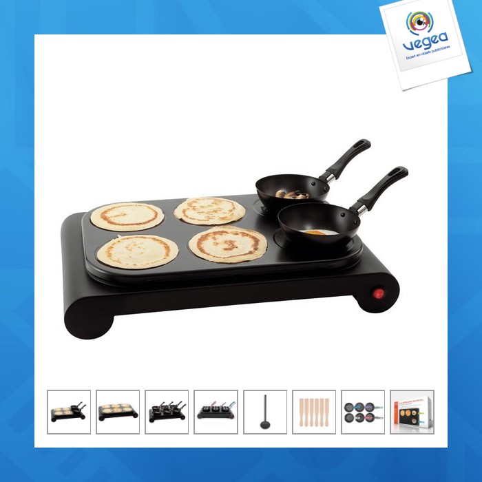 3 in 1 appliance: wok, crepe maker and grill for 6 people