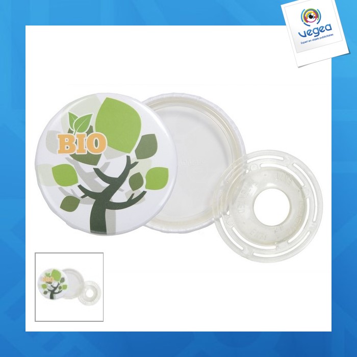 Biodegradable button badge badge