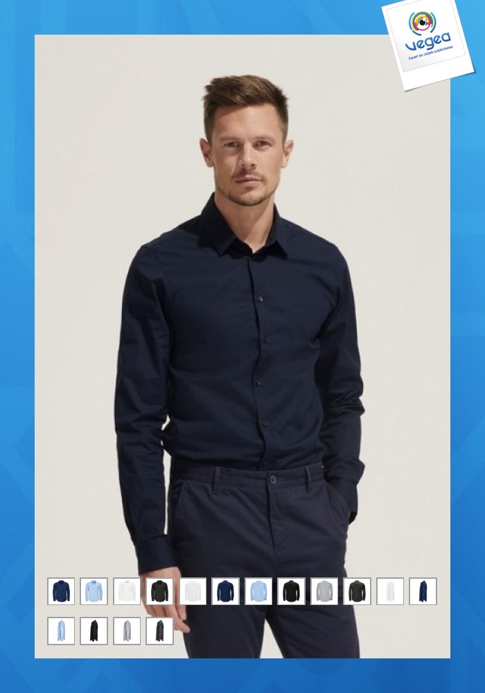 Blake slim fit camisa estirable personalizable de manga larga | Camisas |