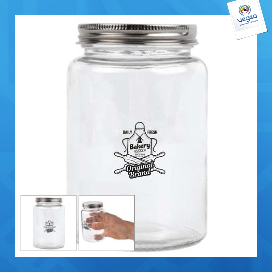 Bocal publicitaire en verre à vis pour aliments secs 550ml Bocal publicitaire en verre à vis pour aliments secs 550ml