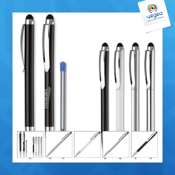 Bolígrafo de metal modena personalizable, Bolígrafos con lápiz táctil, Plumas originales