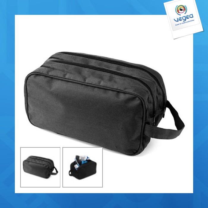Bolsa de aseo 2 compartimentos en 600d personalizable | Bolsas de baño |  Los alrededores del viaje | Goodies