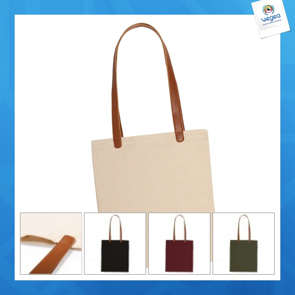 Bolsa de mano con asas de cuero personalizable | Bolsas de algodón | Bolsas  de la compra | Goodies