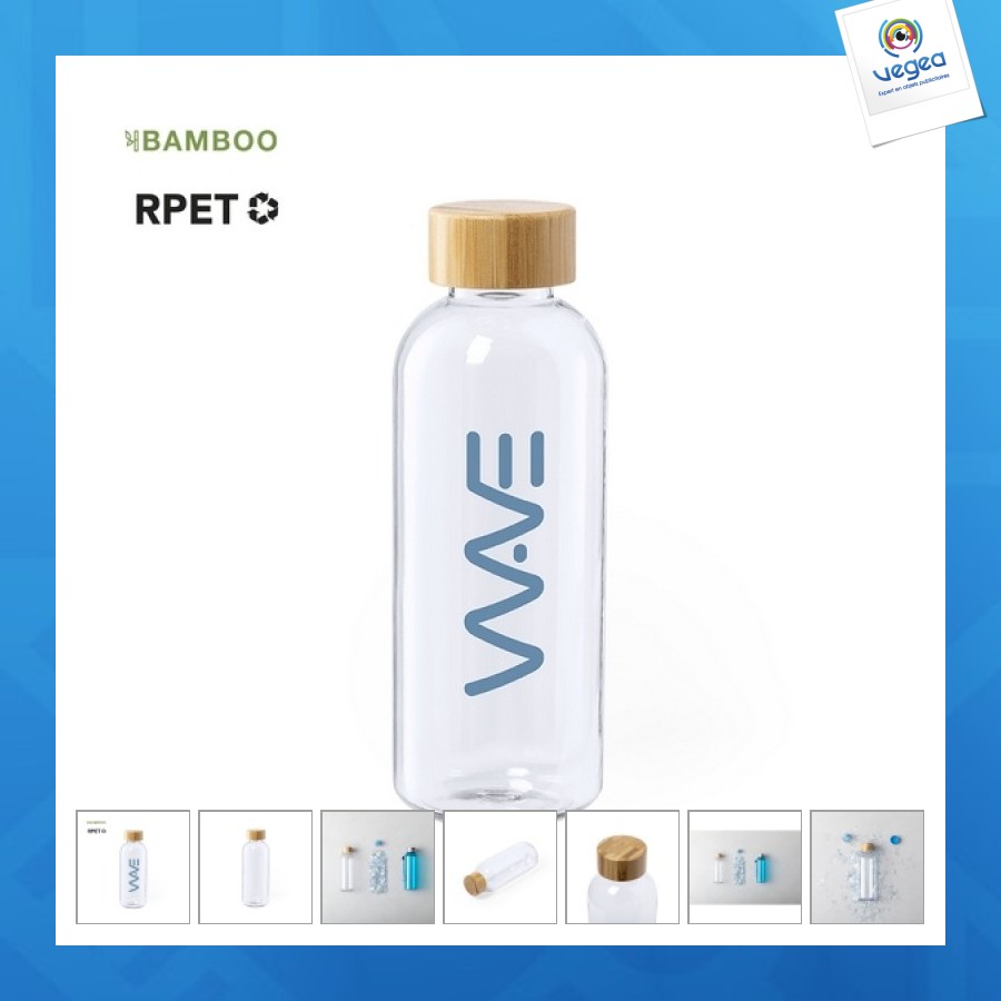 Botella agua reutilizable RPET sin BPA 600ml PERSONALIZABLE